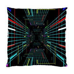 Seamless 3d Animation Digital Futuristic Tunnel Path Color Changing Geometric Electrical Line Zoomin Standard Cushion Case (one Side) by Mariart