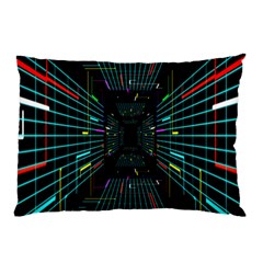 Seamless 3d Animation Digital Futuristic Tunnel Path Color Changing Geometric Electrical Line Zoomin Pillow Case