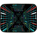 Seamless 3d Animation Digital Futuristic Tunnel Path Color Changing Geometric Electrical Line Zoomin Fleece Blanket (Mini) 35 x27  Blanket