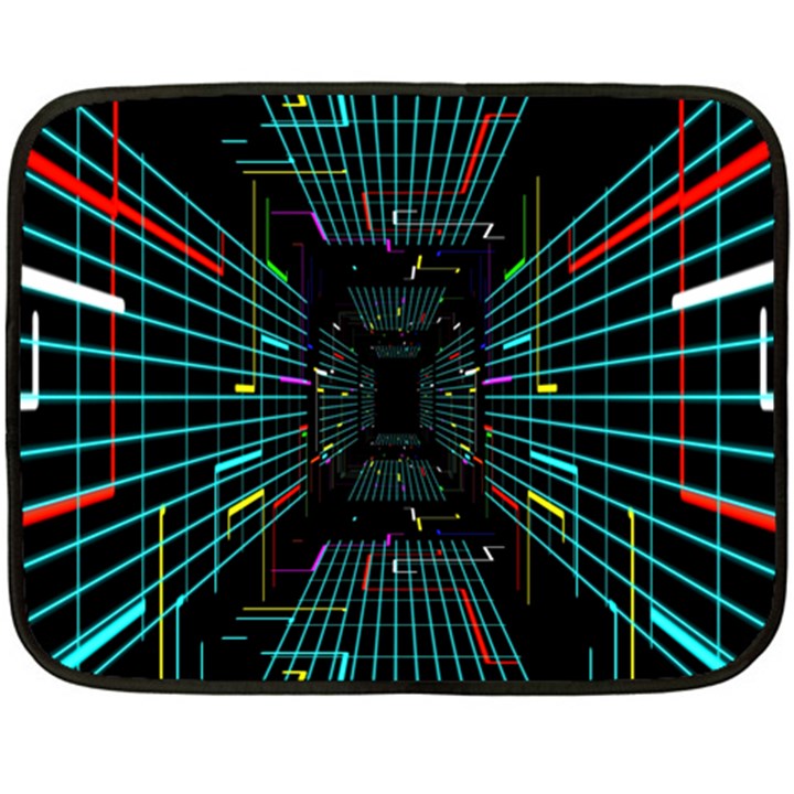 Seamless 3d Animation Digital Futuristic Tunnel Path Color Changing Geometric Electrical Line Zoomin Fleece Blanket (Mini)