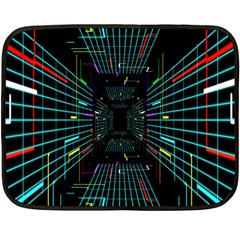 Seamless 3d Animation Digital Futuristic Tunnel Path Color Changing Geometric Electrical Line Zoomin Double Sided Fleece Blanket (mini)  by Mariart