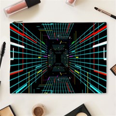 Seamless 3d Animation Digital Futuristic Tunnel Path Color Changing Geometric Electrical Line Zoomin Cosmetic Bag (xl) by Mariart