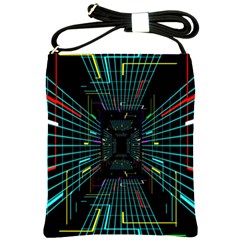 Seamless 3d Animation Digital Futuristic Tunnel Path Color Changing Geometric Electrical Line Zoomin Shoulder Sling Bags