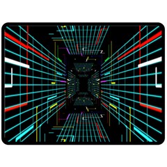 Seamless 3d Animation Digital Futuristic Tunnel Path Color Changing Geometric Electrical Line Zoomin Fleece Blanket (large)  by Mariart