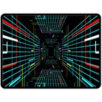 Seamless 3d Animation Digital Futuristic Tunnel Path Color Changing Geometric Electrical Line Zoomin Fleece Blanket (Large)  80 x60  Blanket Front