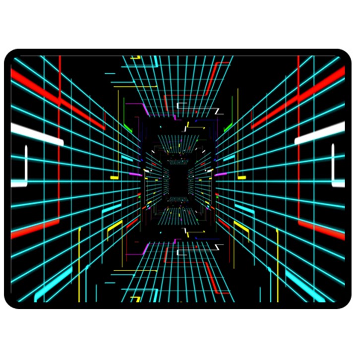 Seamless 3d Animation Digital Futuristic Tunnel Path Color Changing Geometric Electrical Line Zoomin Fleece Blanket (Large) 