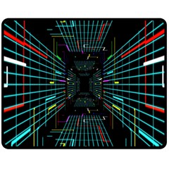 Seamless 3d Animation Digital Futuristic Tunnel Path Color Changing Geometric Electrical Line Zoomin Fleece Blanket (medium)  by Mariart