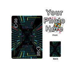 Seamless 3d Animation Digital Futuristic Tunnel Path Color Changing Geometric Electrical Line Zoomin Playing Cards 54 (mini)  by Mariart