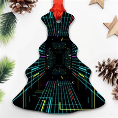 Seamless 3d Animation Digital Futuristic Tunnel Path Color Changing Geometric Electrical Line Zoomin Christmas Tree Ornament (two Sides) by Mariart