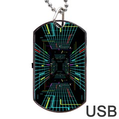 Seamless 3d Animation Digital Futuristic Tunnel Path Color Changing Geometric Electrical Line Zoomin Dog Tag Usb Flash (two Sides) by Mariart