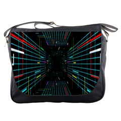 Seamless 3d Animation Digital Futuristic Tunnel Path Color Changing Geometric Electrical Line Zoomin Messenger Bags by Mariart