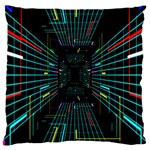 Seamless 3d Animation Digital Futuristic Tunnel Path Color Changing Geometric Electrical Line Zoomin Large Cushion Case (One Side) Front