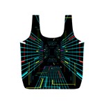 Seamless 3d Animation Digital Futuristic Tunnel Path Color Changing Geometric Electrical Line Zoomin Full Print Recycle Bags (S)  Back