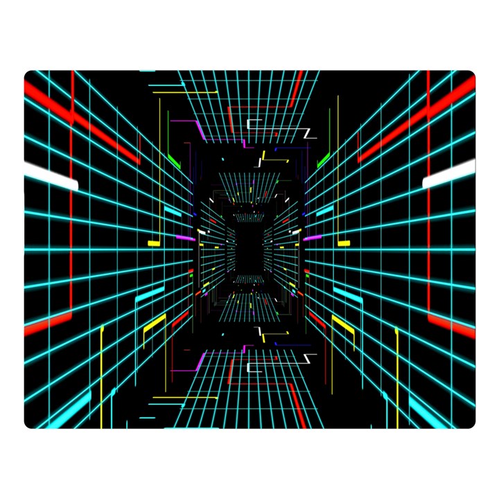 Seamless 3d Animation Digital Futuristic Tunnel Path Color Changing Geometric Electrical Line Zoomin Double Sided Flano Blanket (Large) 