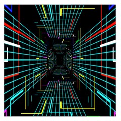 Seamless 3d Animation Digital Futuristic Tunnel Path Color Changing Geometric Electrical Line Zoomin Large Satin Scarf (square) by Mariart