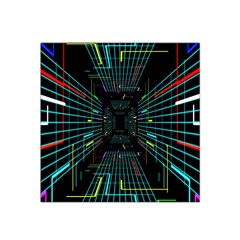 Seamless 3d Animation Digital Futuristic Tunnel Path Color Changing Geometric Electrical Line Zoomin Satin Bandana Scarf by Mariart