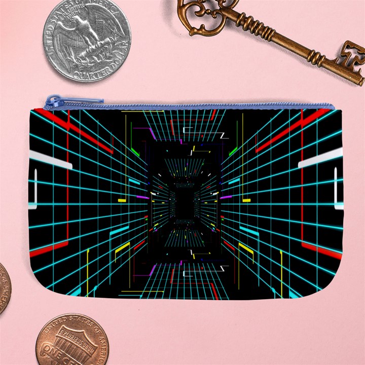 Seamless 3d Animation Digital Futuristic Tunnel Path Color Changing Geometric Electrical Line Zoomin Large Coin Purse