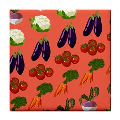 Vegetable Carrot Tomato Pumpkin Eggplant Tile Coasters