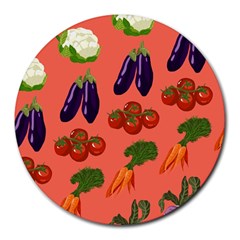 Vegetable Carrot Tomato Pumpkin Eggplant Round Mousepads by Mariart