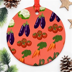 Vegetable Carrot Tomato Pumpkin Eggplant Ornament (round)