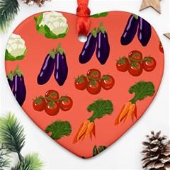 Vegetable Carrot Tomato Pumpkin Eggplant Ornament (heart) by Mariart