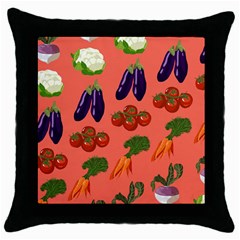 Vegetable Carrot Tomato Pumpkin Eggplant Throw Pillow Case (black)