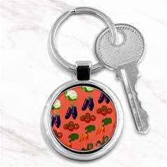 Vegetable Carrot Tomato Pumpkin Eggplant Key Chains (round)  by Mariart