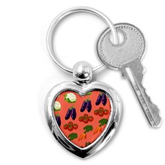 Vegetable Carrot Tomato Pumpkin Eggplant Key Chains (heart) 