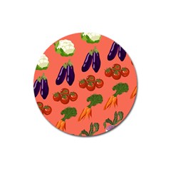 Vegetable Carrot Tomato Pumpkin Eggplant Magnet 3  (round) by Mariart