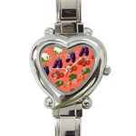 Vegetable Carrot Tomato Pumpkin Eggplant Heart Italian Charm Watch Front