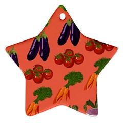 Vegetable Carrot Tomato Pumpkin Eggplant Star Ornament (two Sides) by Mariart