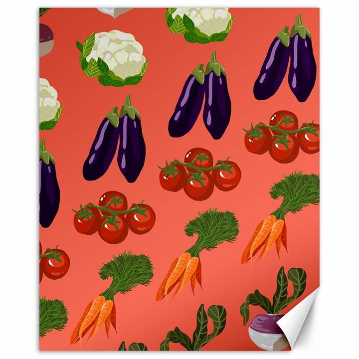 Vegetable Carrot Tomato Pumpkin Eggplant Canvas 16  x 20  