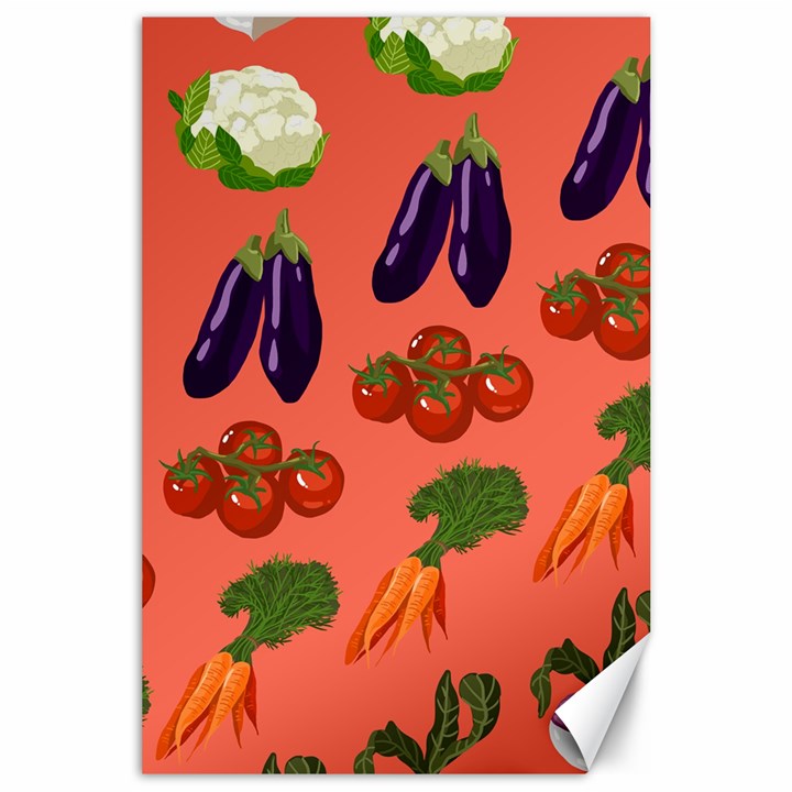 Vegetable Carrot Tomato Pumpkin Eggplant Canvas 24  x 36 