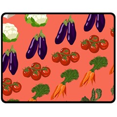 Vegetable Carrot Tomato Pumpkin Eggplant Fleece Blanket (medium)  by Mariart