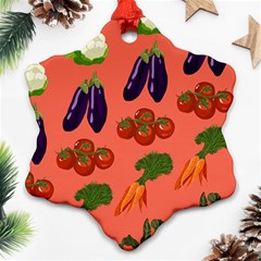 Vegetable Carrot Tomato Pumpkin Eggplant Snowflake Ornament (two Sides) by Mariart