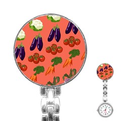 Vegetable Carrot Tomato Pumpkin Eggplant Stainless Steel Nurses Watch by Mariart