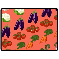 Vegetable Carrot Tomato Pumpkin Eggplant Double Sided Fleece Blanket (large)  by Mariart