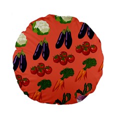 Vegetable Carrot Tomato Pumpkin Eggplant Standard 15  Premium Flano Round Cushions by Mariart