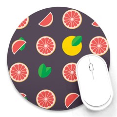 Wild Textures Grapefruits Pattern Lime Orange Round Mousepads