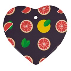 Wild Textures Grapefruits Pattern Lime Orange Ornament (heart)