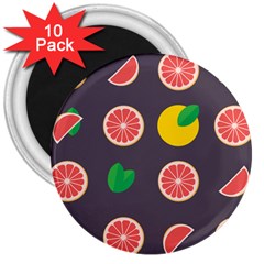 Wild Textures Grapefruits Pattern Lime Orange 3  Magnets (10 Pack)  by Mariart