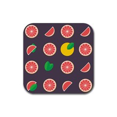 Wild Textures Grapefruits Pattern Lime Orange Rubber Coaster (square)  by Mariart