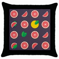 Wild Textures Grapefruits Pattern Lime Orange Throw Pillow Case (black) by Mariart