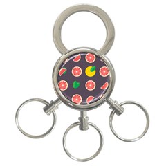 Wild Textures Grapefruits Pattern Lime Orange 3-ring Key Chains