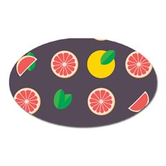 Wild Textures Grapefruits Pattern Lime Orange Oval Magnet by Mariart