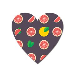 Wild Textures Grapefruits Pattern Lime Orange Heart Magnet by Mariart