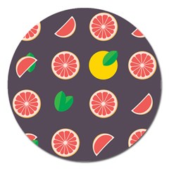 Wild Textures Grapefruits Pattern Lime Orange Magnet 5  (round) by Mariart