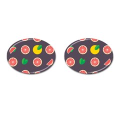 Wild Textures Grapefruits Pattern Lime Orange Cufflinks (oval)