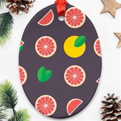 Wild Textures Grapefruits Pattern Lime Orange Oval Ornament (two Sides) by Mariart