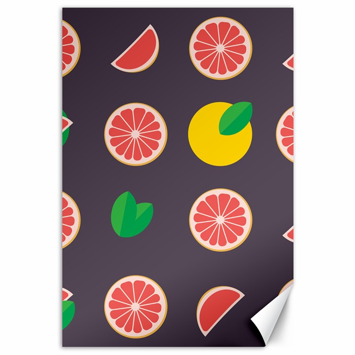 Wild Textures Grapefruits Pattern Lime Orange Canvas 12  x 18  